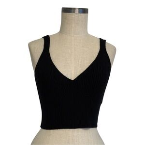 NWT J.Crew Black Ribbed Knit Crop Top- size M